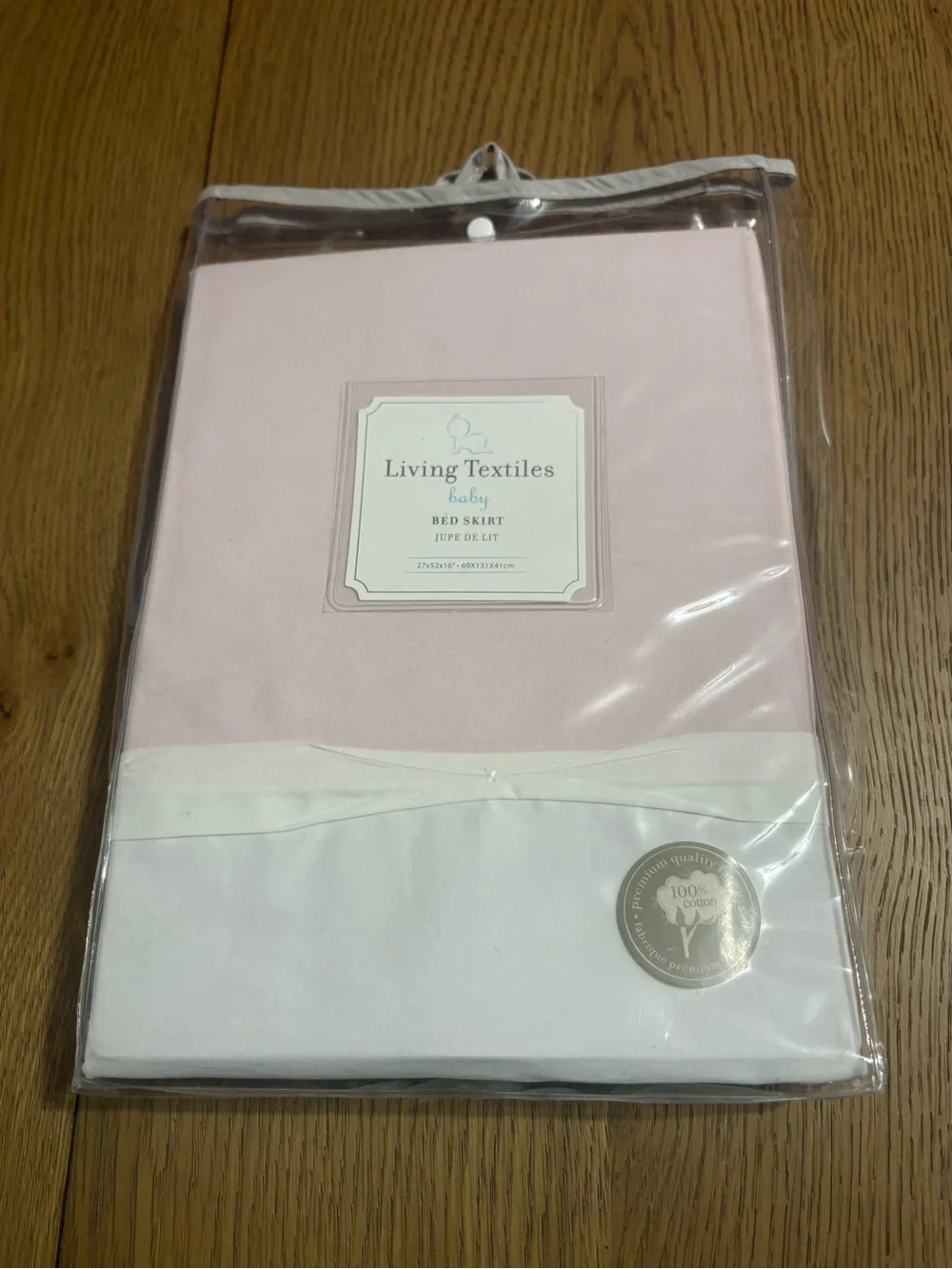 Living Textiles Baby Bed Skirt in Pink and White